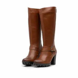 Cizme dama din piele naturala Leofex - 473 cognac