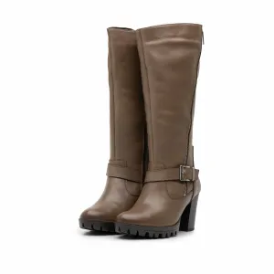 Cizme dama din piele naturala, Leofex - 473 Kaki box