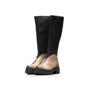 Cizme damă din piele naturală strech box, Leofex - 440 Taupe box strech