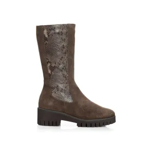 Cizme scurte dama din piele naturala, Leofex -  281 Taupe Velur