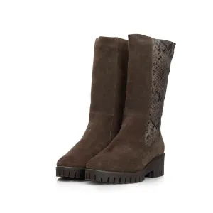 Cizme scurte dama din piele naturala, Leofex -  281 Taupe Velur