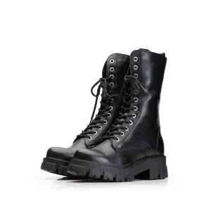 Cizme scurte damă din piele naturală, Leofex - 340* Negru box