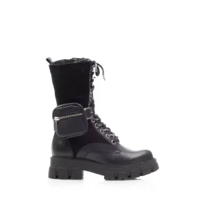 Cizme scurte dama din piele naturala, Leofex - 340 Negru box  velur