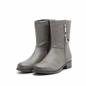 Cizme scurte dama din piele naturala, Leofex - 464 Taupe box