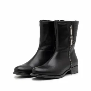 Cizme scurte din piele naturala - 464 Negru Box