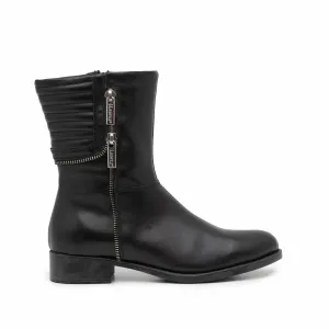Cizme scurte din piele naturala - 464 Negru Box