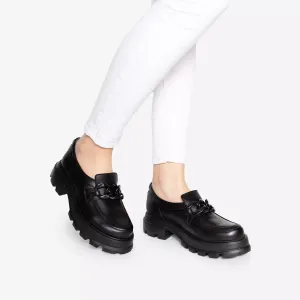 Pantofi casual damă din piele naturală,Leofex - 316-1 Negru Box