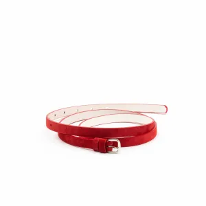 Curea dama din piele naturala - Rosu velur 1.3 cm