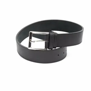 Curea  unisex din piele naturala - Negru box 4cm