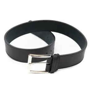 Curea  unisex din piele naturala - Negru box 4cm