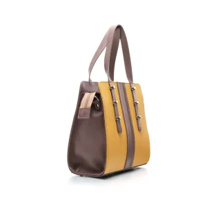 Geantă damă din piele naturală, Leofex - 4012 Muștar Taupe Box