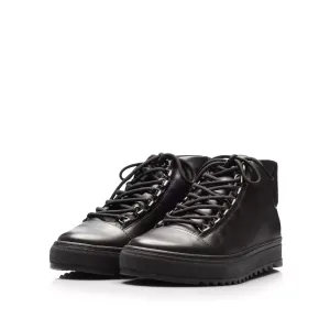 Ghete bărbați din piele naturală, Leofex - 641 Negru Box