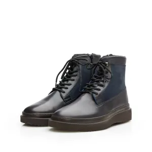 Ghete barbati din piele naturala, Leofex- 687 Blue Box Velur
