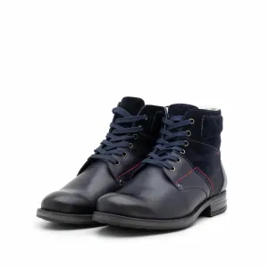 Ghete barbati din piele naturala, Leofex - 905 blue box velur