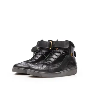 Ghete barbati din piele naturala - Mostră Garson 1 Negru box velur