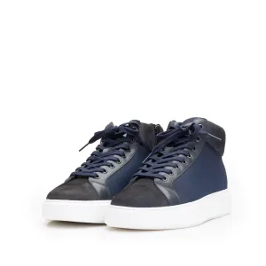 Ghete bărbați sport din piele naturală, Leofex - Mostră Sabin Blue Velur Mash