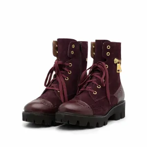 Ghete casual  dama din piele naturala - 390 visiniu box velur
