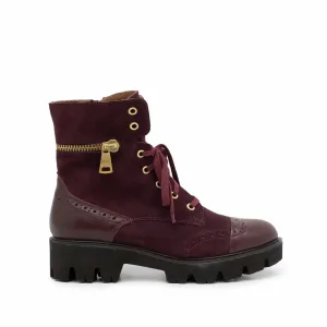Ghete casual  dama din piele naturala - 390 visiniu box velur