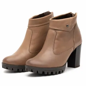 Botine dama din piele naturala Leofex- 445 Taupe Box