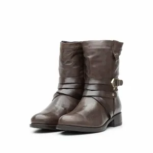 Cizme scurte din piele naturala - 463 taupe inchis