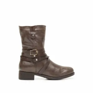 Cizme scurte din piele naturala - 463 taupe inchis