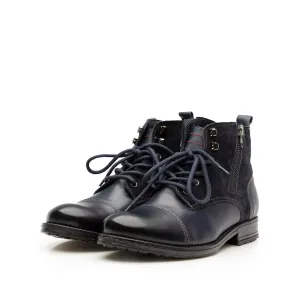 Ghete casual din piele naturala pentru barbati - 860  Blue box velur