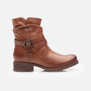 Ghete damă casual din piele naturală - 372 Cognac Box