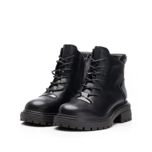 Ghete damă casual din piele naturală  - 4504 Negru Box