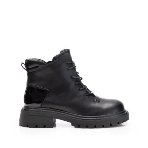 Ghete damă casual din piele naturală  - 4504 Negru Box