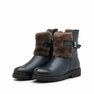 Ghete dama casual din piele naturala Leofex- 058 Blue Box