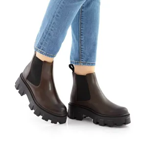 Ghete damă casual din piele naturală,Leofex -261 Maro Box