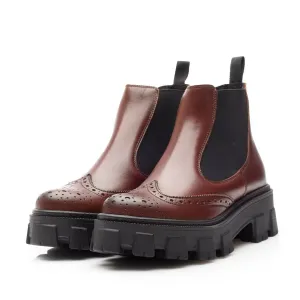 Ghete damă casual din piele naturală,Leofex -262-1 Marone Box