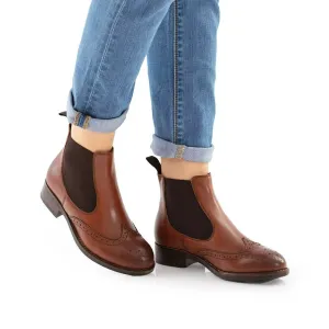 Ghete damă casual din piele naturală,Leofex -262 Cognac Box