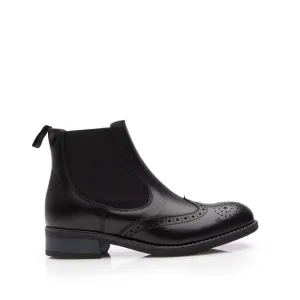 Ghete damă casual din piele naturală,Leofex -262 Negru  Box