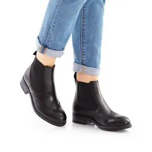 Ghete damă casual din piele naturală,Leofex -262 Negru  Box