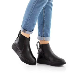 Ghete damă casual din piele naturală,Leofex - 323 Negru Box