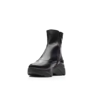 Ghete damă casual din piele naturală, Leofex - 336-1 Negru Box