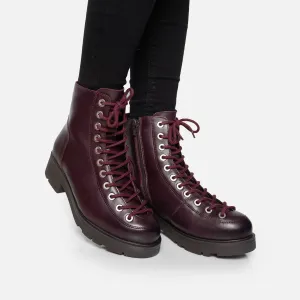 Ghete damă casual din piele naturală, Leofex – 348 Vișiniu Box