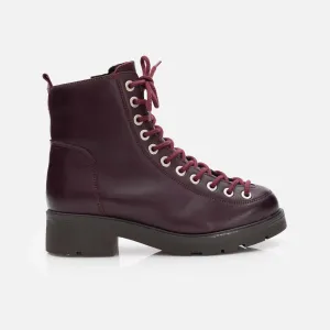 Ghete damă casual din piele naturală, Leofex – 348 Vișiniu Box