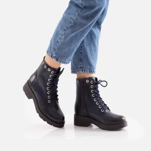Ghete damă casual din piele naturală, Leofex – 350 Blue Box
