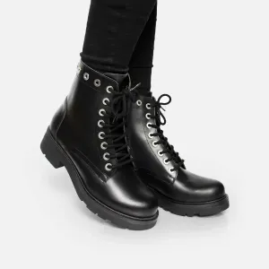 Ghete damă casual din piele naturală, Leofex – 350 Negru Box