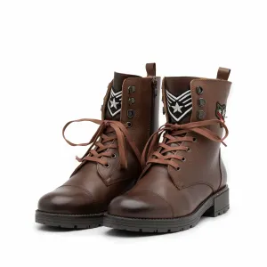 Ghete dama casual-military din piele naturala - 505 Capucino