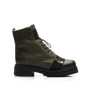 Ghete damă din piele naturală, Leofex - 423  Kaki box