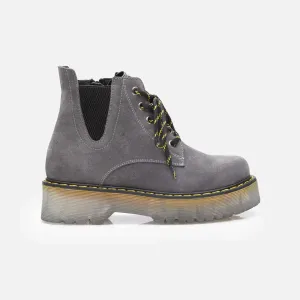 Ghete damă din piele naturală  - 357 Gri Velur