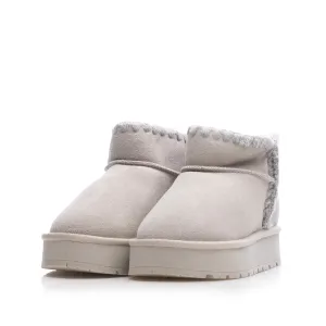 Ghete damă din piele naturală  -  42109 Gri Deschis Velur