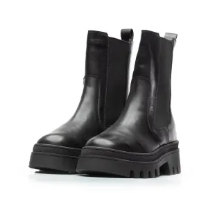 Ghete damă din piele naturală, Leofex - 002 Negru Box