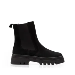 Ghete damă din piele naturală, Leofex - 002 Negru Velur