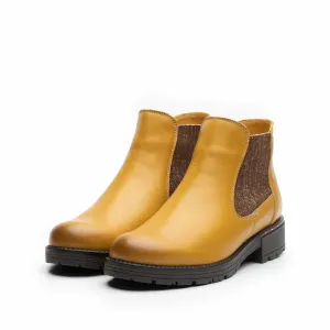 Ghete dama din piele naturala, Leofex - 175 Mustar Box