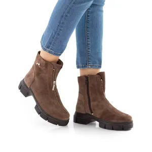 Ghete dama din piele naturala, Leofex - 266 Taupe Velur