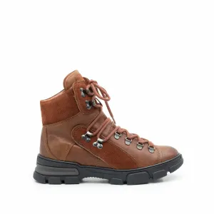 Ghete dama din piele naturala, Leofex - 272 Cognac  box